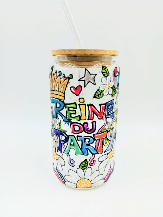 Verre canette La reine du party, cadeau bachelorette, cadeau amie, verre 16 onces