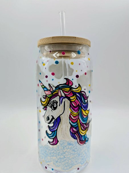 Verre canette Licorne  * prêt à partir * 16 onces (473 ml)