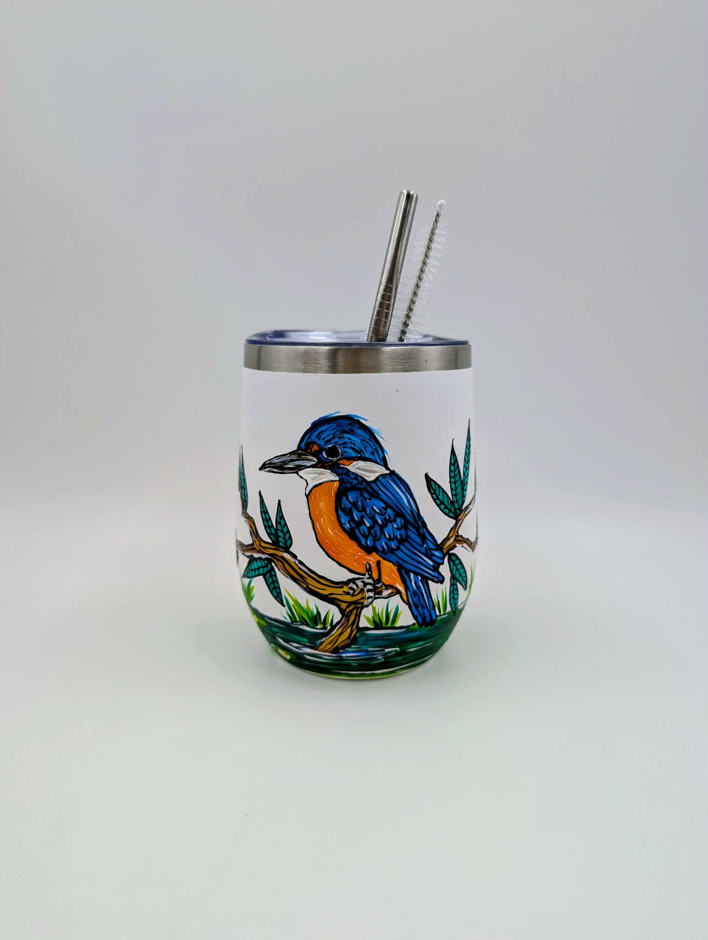 Gobelet isotherme oiseau Martin pêcheur ** Prêt à partir ** 12 onces