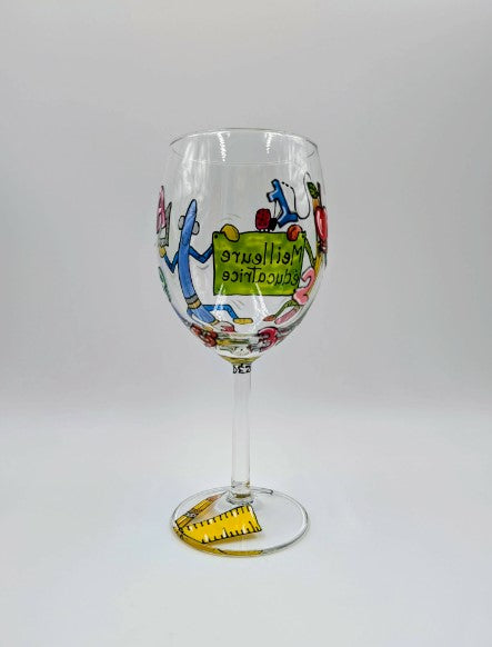 Coupe à vin Meilleure éducatrice et ses amis rigolos * Prête à partir *