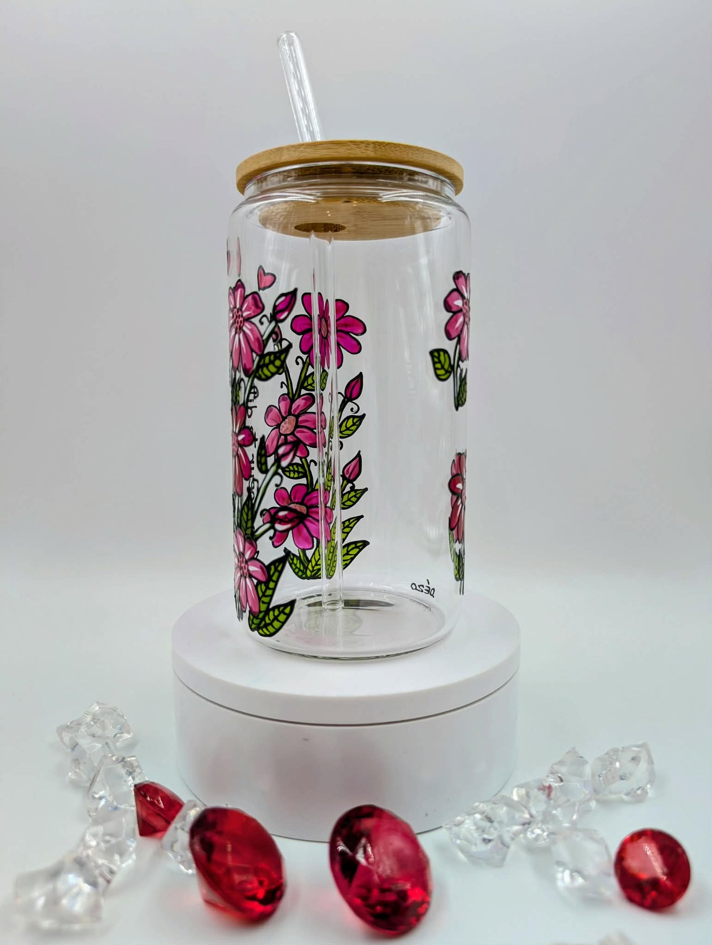 Verre canette Mon coeur te dit merci  - fleurs roses * 16 onces * cadeau St-Valentin
