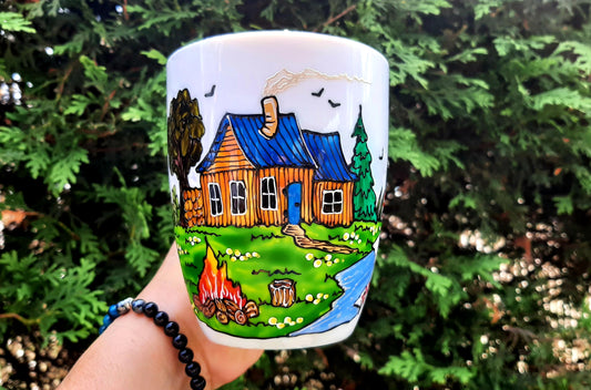 Tasse porcelaine maison/chalet