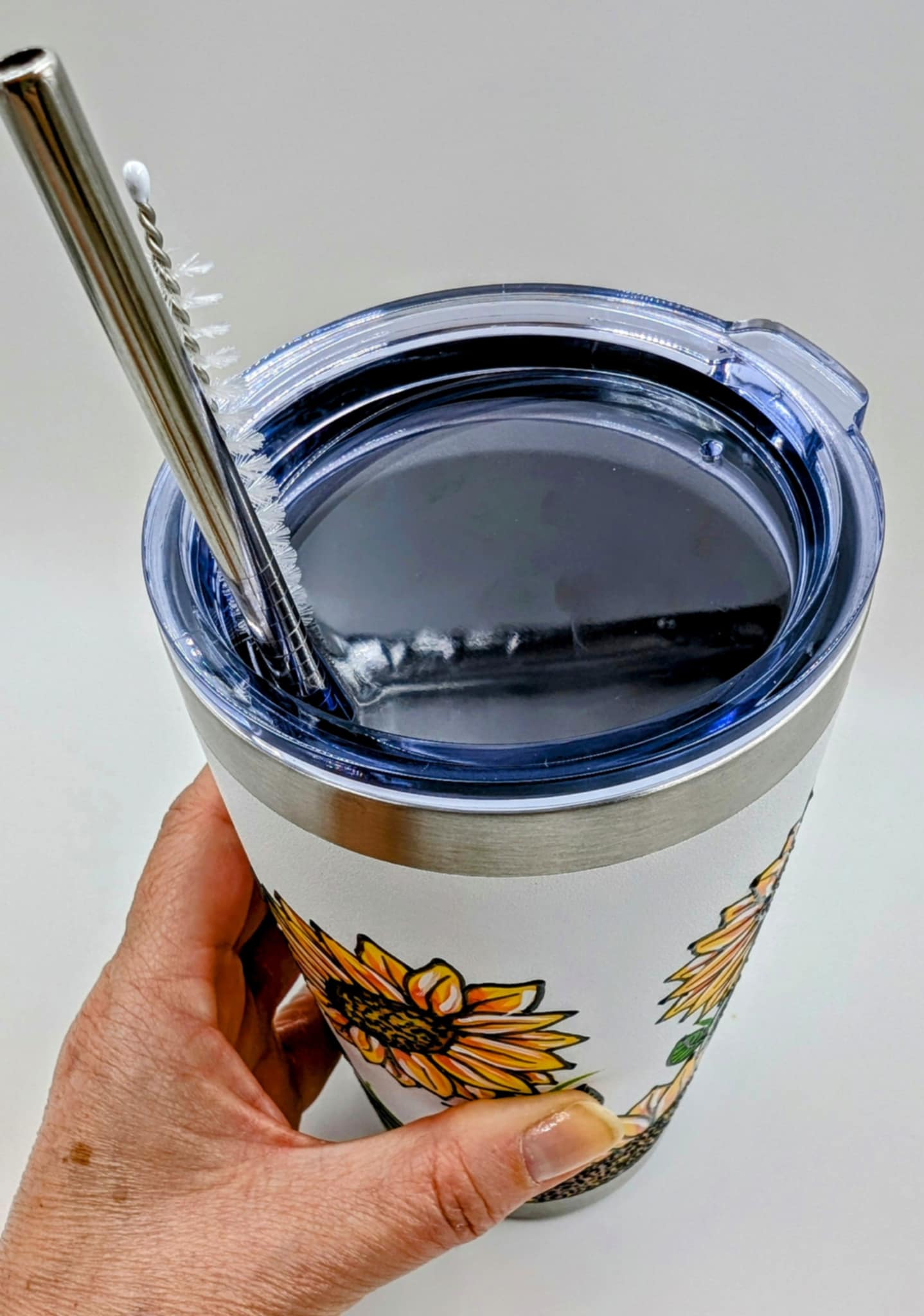 Mug isotherme tournesols – tasse en inox peinte à la main – 20 onces