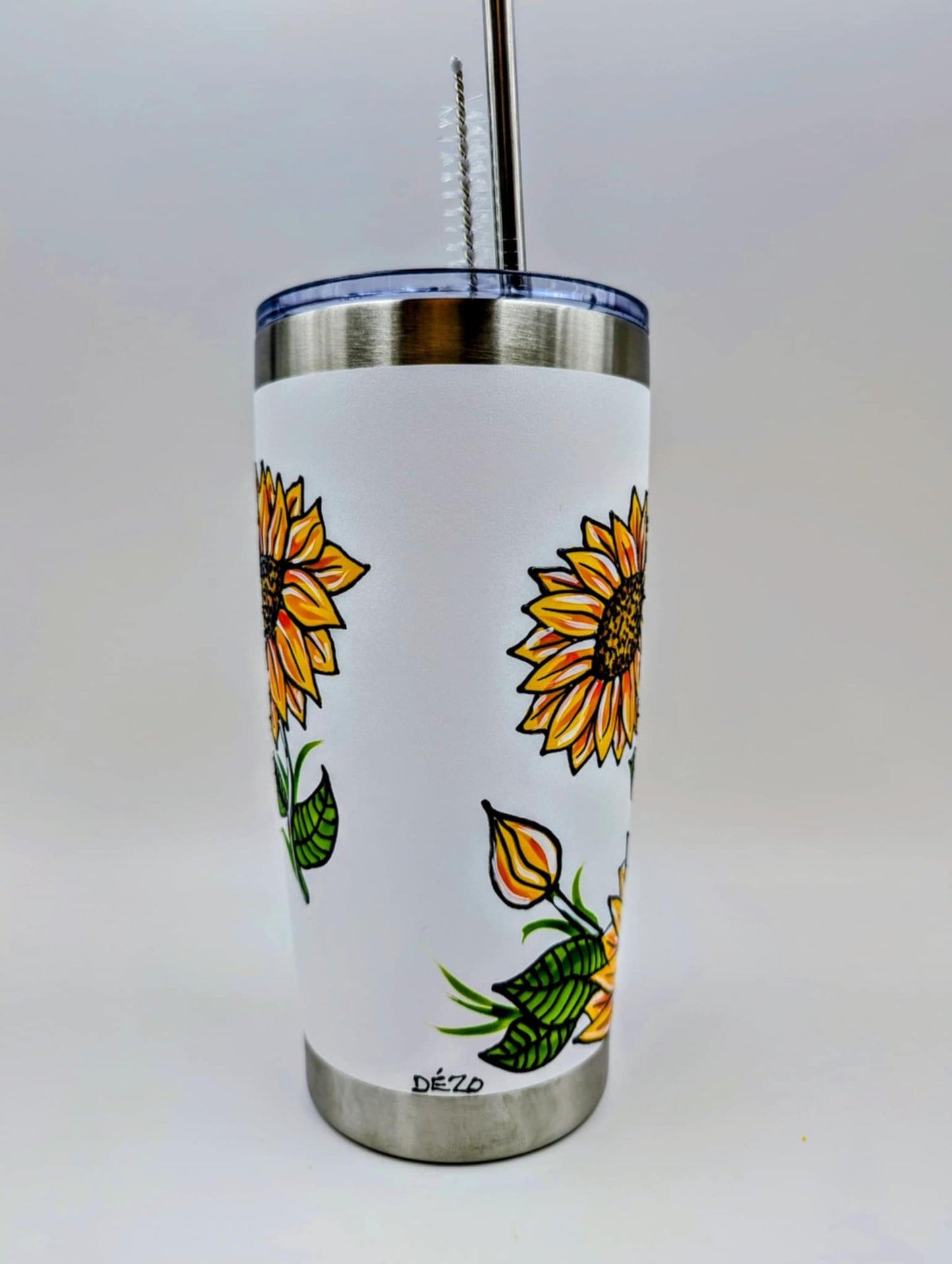 Mug isotherme tournesols – tasse en inox peinte à la main – 20 onces