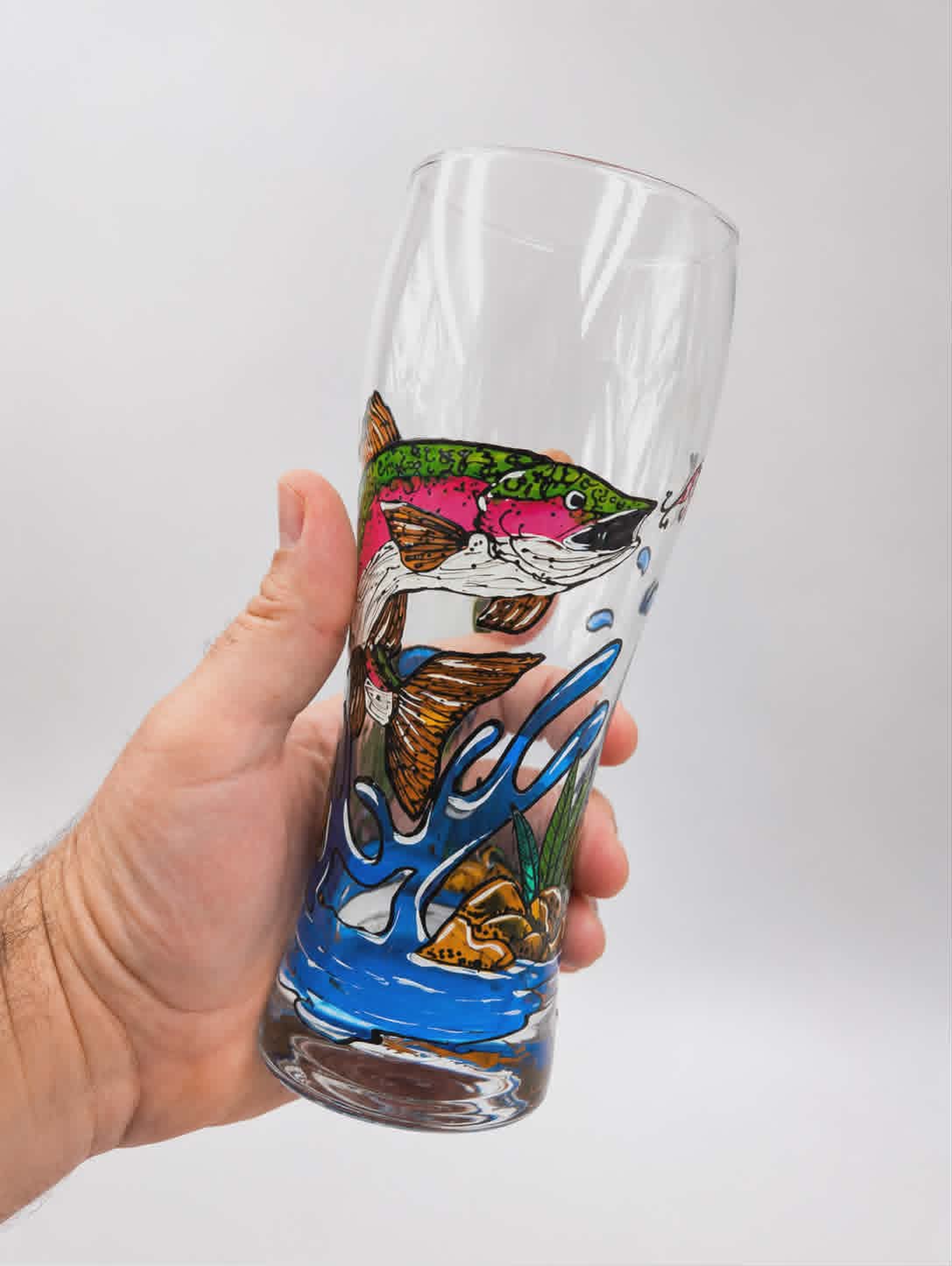 Verre à bière truite, 20 onces, cadeau amateur de pêche