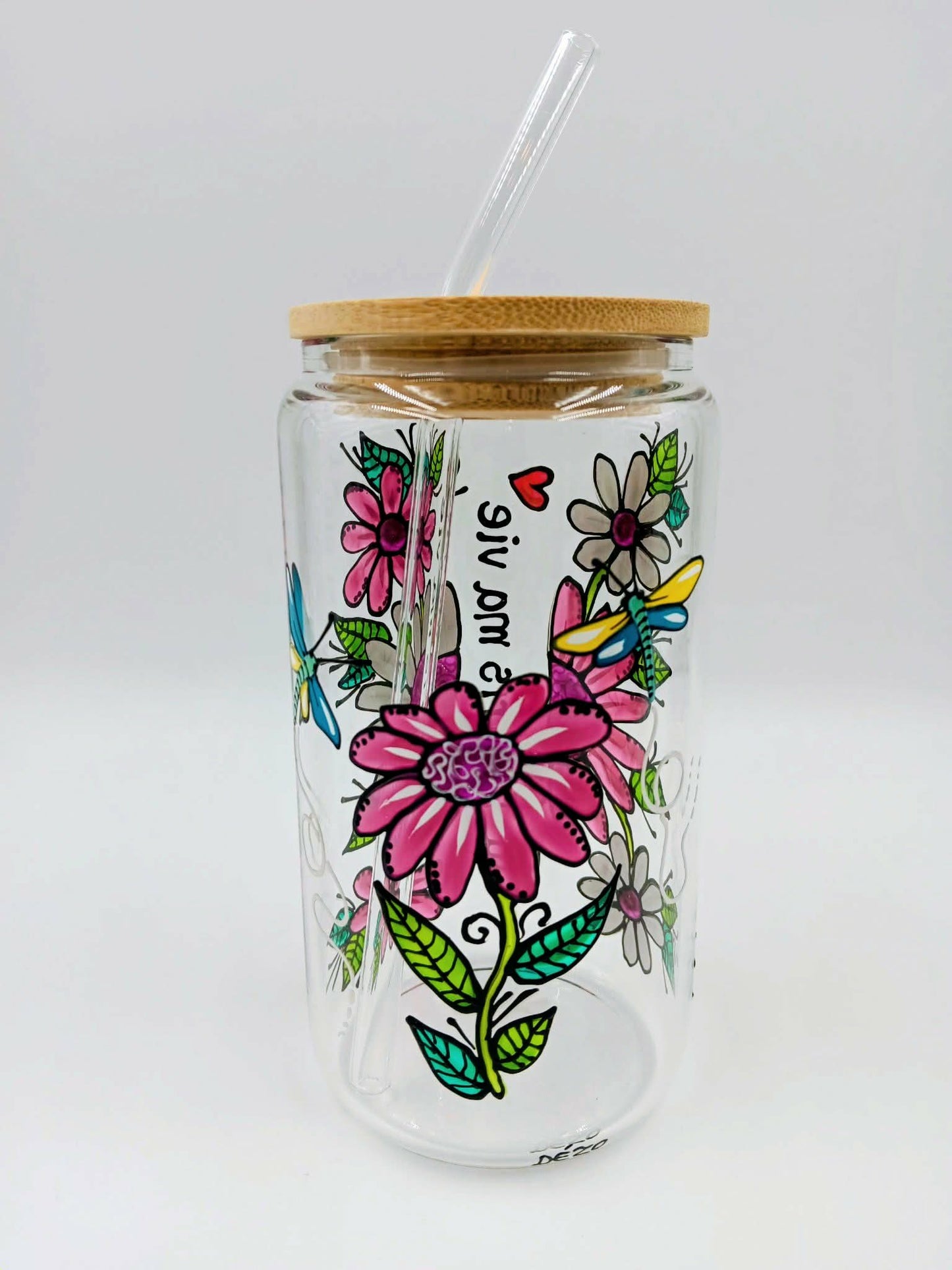 Verre canette Tu fleuris ma vie, verre 16 onces