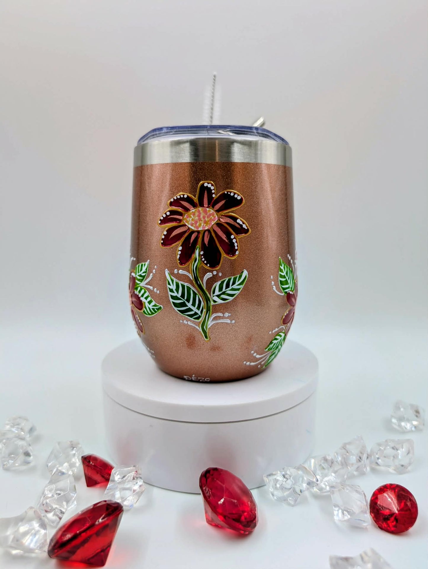 Gobelet isotherme Tu embellis mes jours, fleurs et coeurs * 12 onces (355ml)