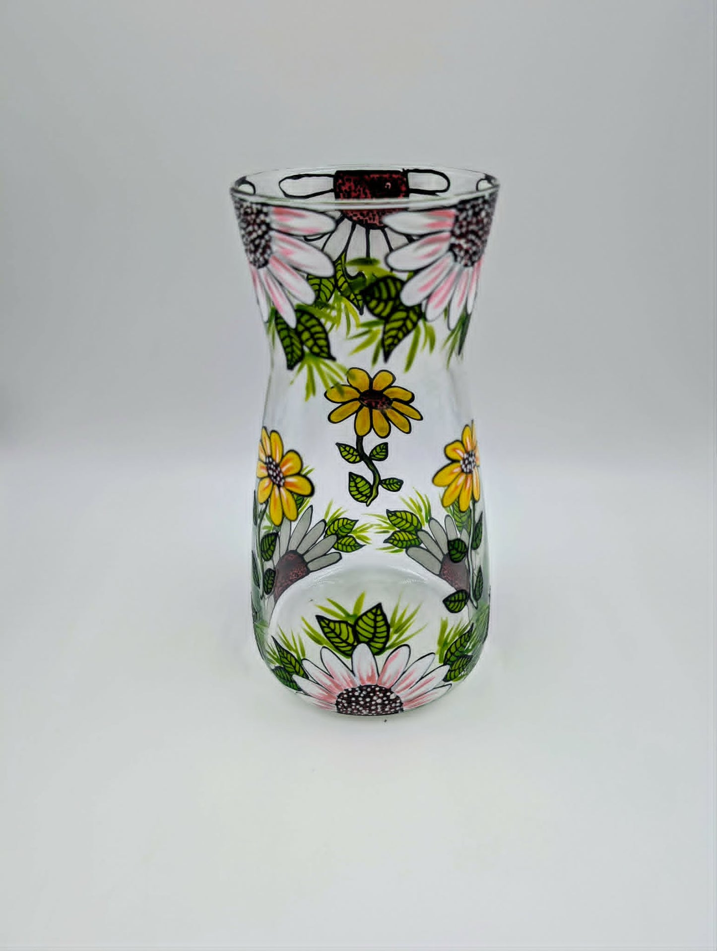 Vase à fleurs marguerites peint à la main