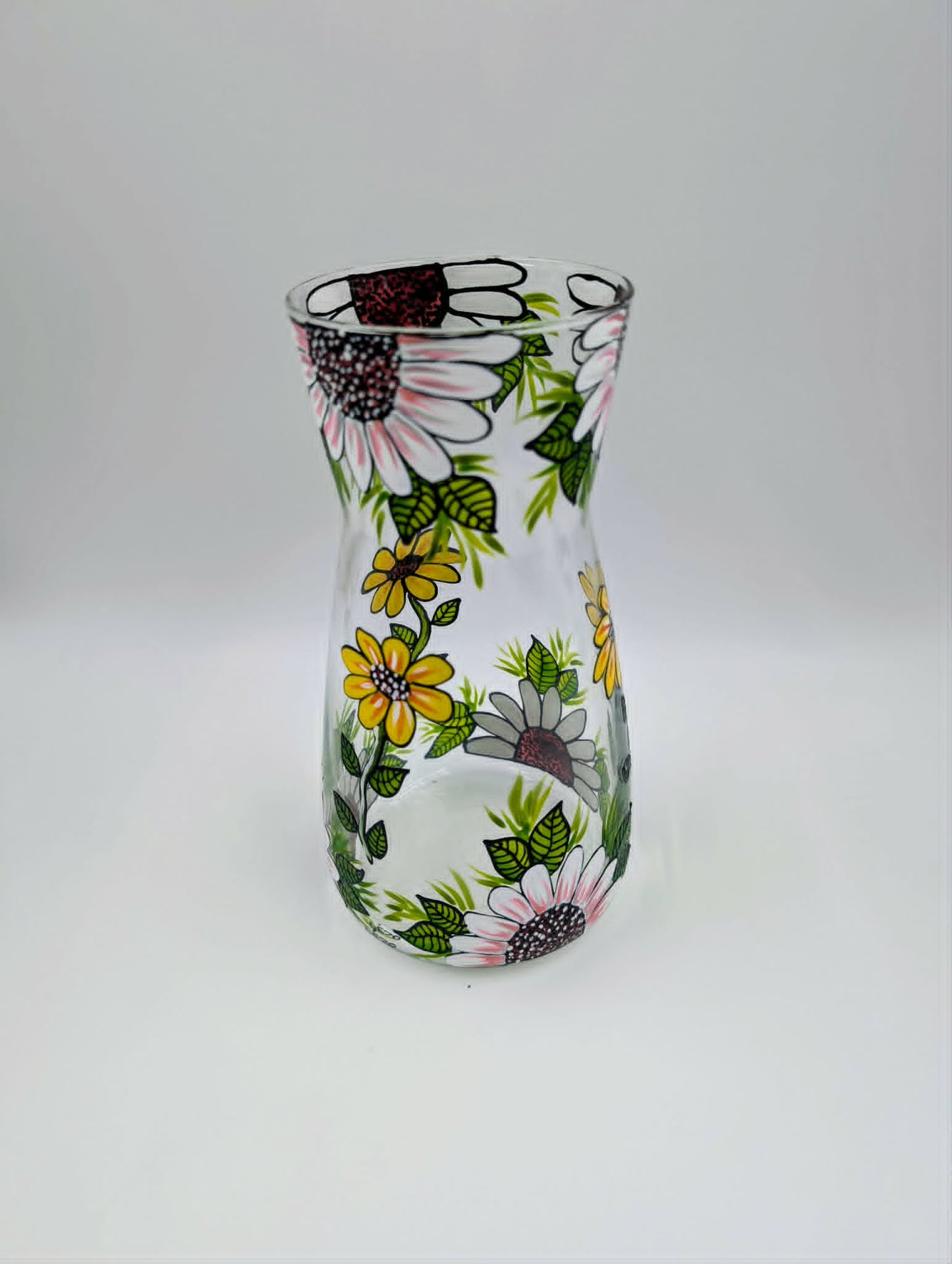 Vase à fleurs marguerites peint à la main